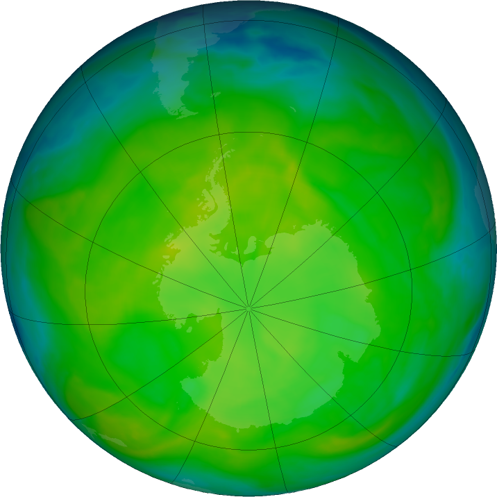 Antarctic ozone map for 27 November 2016